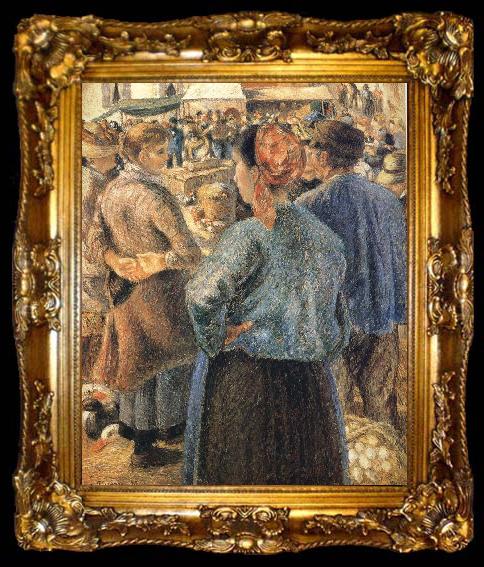 framed  Camille Pissarro Pang plans Schwarz livestock market, ta009-2